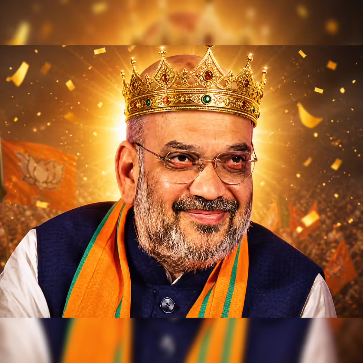 Amit Shah, illustrated with a crown — King of the Stock Pickers